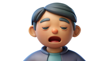 Tired and sleepy person with a yawning expression on transparent background png