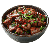 Spicy sauted beef isolated on transparent background png