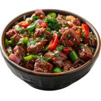 Spicy sauted beef isolated on transparent background png