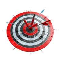 3d dart hitting on target isolated on transparent background png