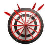 3d dart hitting on target isolated on transparent background png