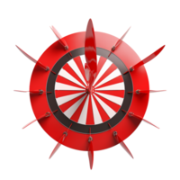 3d dart hitting on target isolated on transparent background png
