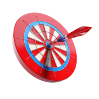 3d dart hitting on target isolated on transparent background png
