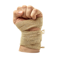 Broken hand warp with elastic bandage isolated on transparent background png
