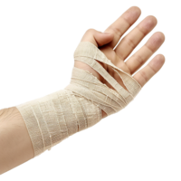 Broken hand warp with elastic bandage isolated on transparent background png