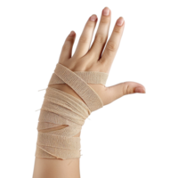 Broken hand warp with elastic bandage isolated on transparent background png