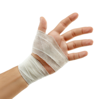 Broken hand warp with elastic bandage isolated on transparent background png