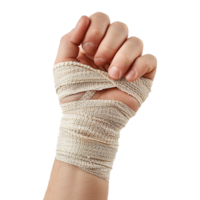 Broken hand warp with elastic bandage isolated on transparent background png