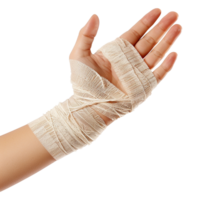 Broken hand warp with elastic bandage isolated on transparent background png