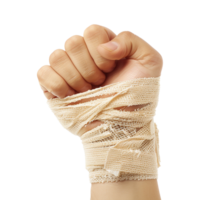 Broken hand warp with elastic bandage isolated on transparent background png