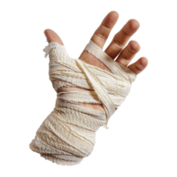 Broken hand warp with elastic bandage isolated on transparent background png