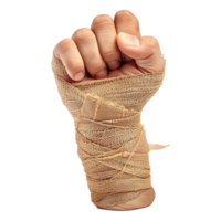 Broken hand warp with elastic bandage isolated on transparent background png