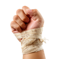 Broken hand warp with elastic bandage isolated on transparent background png