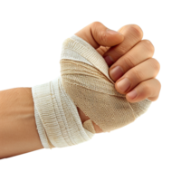 Broken hand warp with elastic bandage isolated on transparent background png