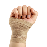 Broken hand warp with elastic bandage isolated on transparent background png