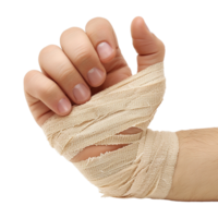 Broken hand warp with elastic bandage isolated on transparent background png