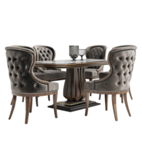 Wooden luxury dining table isolated on transparent background png
