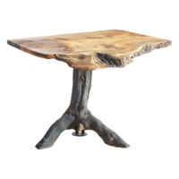 Wooden dining table from old tree isolated on a transparent background png