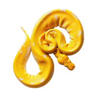 Yellow python snake isolated on transparent background png