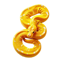 Yellow python snake isolated on transparent background png
