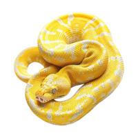 Yellow python snake isolated on transparent background png