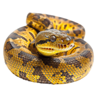 Yellow python snake isolated on transparent background png