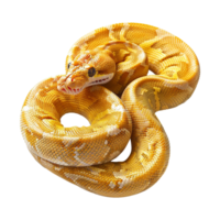 Yellow python snake isolated on transparent background png