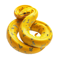 Yellow python snake isolated on transparent background png