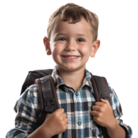 un chico sonriente como él sonrisas con un mochila aislado en transparente antecedentes png