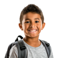 un chico sonriente como él sonrisas con un mochila aislado en transparente antecedentes png