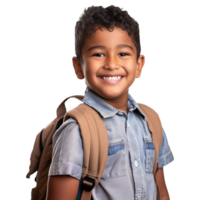 un chico sonriente como él sonrisas con un mochila aislado en transparente antecedentes png