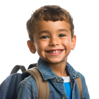 un chico sonriente como él sonrisas con un mochila aislado en transparente antecedentes png