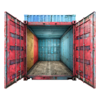 Cargo container with open view isolated on transparent background png
