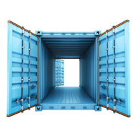 Cargo container with open view isolated on transparent background png