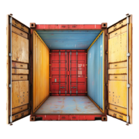 Cargo container with open view isolated on transparent background png