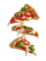 Three Slices of Pizza on a White Background png