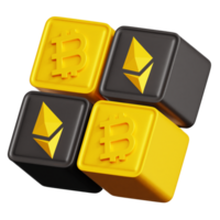 Ethereum Bitcoin Block 3d illustration png