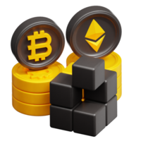Ethereum Bitcoin Blockchain 3d illustration png