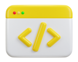 web development concept website coding, programming 3d icon png