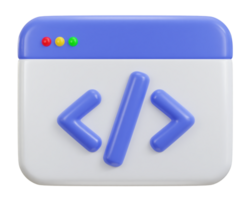 web development concept website coding, programming 3d icon png