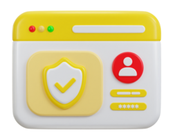 Login and password safety verification user authorization web security concept 3d icon illustration png