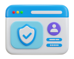 Login and password safety verification user authorization web security concept 3d icon illustration png