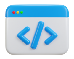 web development concept website coding, programming 3d icon png