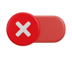3d toggle switch off button icon in red color with cross mark icon illustration png