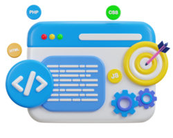 3d programming icon symbol of software and web development illustration png