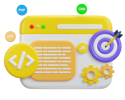 3d programming icon symbol of software and web development illustration png