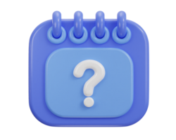 3d calendar with question mark date schedule problem icon png