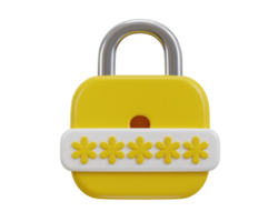 padlock with password icon 3d pin code password icon 3d render png