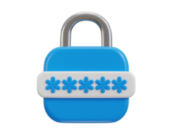 padlock with password icon 3d pin code password icon 3d render png