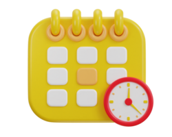 calendar icon with clock and date time management planning icon 3d render png